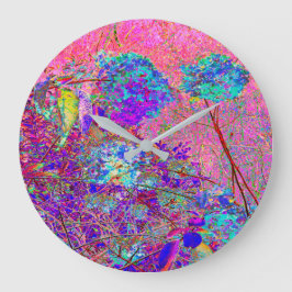 抽象芸術紫と青紫アジサイ（紫） ラージ壁時計