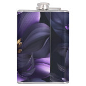 抽象芸術紫と黒の花の画像 フラスク (裏面)