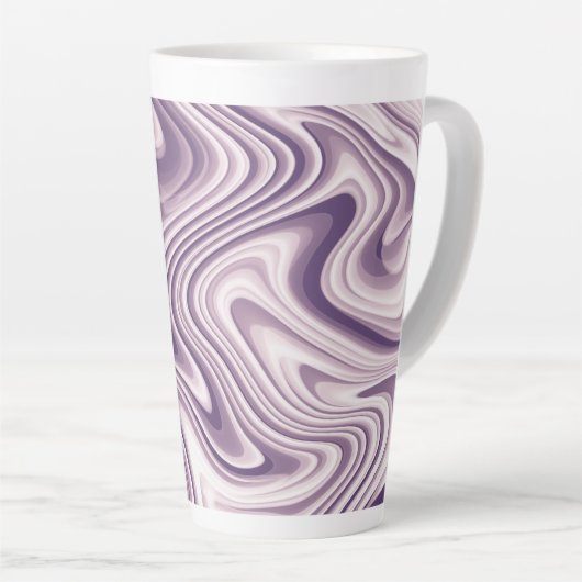 抽象芸術紫の液体大理石 カフェラテマグ (右アングル)
