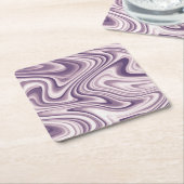 抽象芸術紫の液体大理石 スクエアペーパーコースター (アングル)