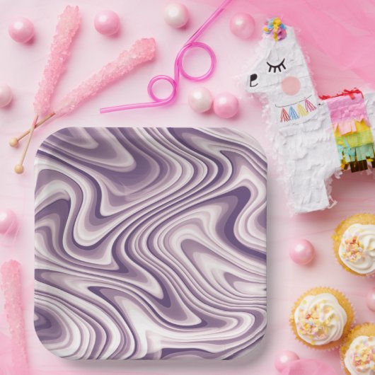 抽象芸術紫の液体大理石 ペーパープレート (パーティー)