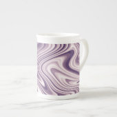 抽象芸術紫の液体大理石 ボーンチャイナマグカップ (正面右)