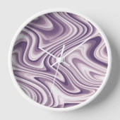 抽象芸術紫の液体大理石 壁時計 (正面)