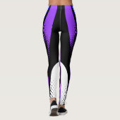 抽象芸術紫の白と黒のカーブ レギンス (裏面)