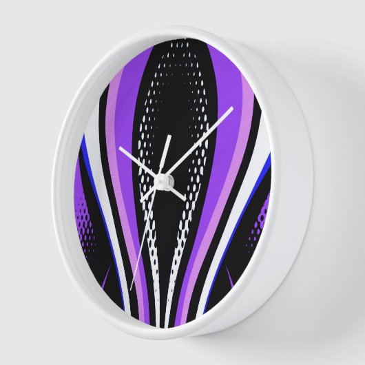 抽象芸術紫の白と黒のカーブ 壁時計 (傾斜)