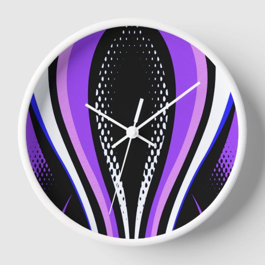 抽象芸術紫の白と黒のカーブ 壁時計 (正面)