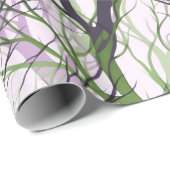 抽象芸術紫の緑の枝 ラッピングペーパー (ロールコーナー)