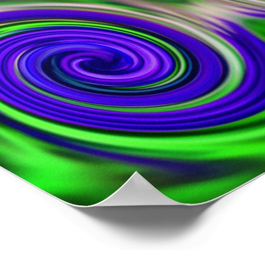 抽象芸術紫の緑の渦巻き色 ポスター (角)