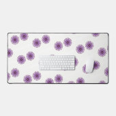 抽象芸術紫の花模様 デスクマット (キーボード&マウス)