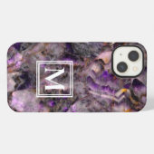 抽象芸術紫アメジスト石英大理石モノグラム iPhoneケース (裏面横)