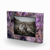 抽象芸術紫アメジスト石英、紫色の花崗岩 フォトブロック (右)