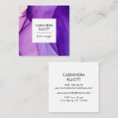 抽象芸術紫アルコールインク液芸術 スクエア名刺 (正面/裏面)