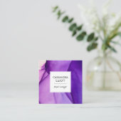 抽象芸術紫アルコールインク液芸術 スクエア名刺 (スタンド正面)