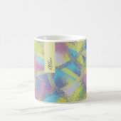 抽象芸術紫イエローブルーモノグラム コーヒーマグカップ (中央)