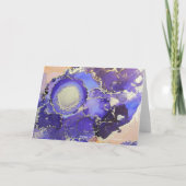 抽象芸術紫オレンジ金ゴールドアルコールインクノートカード サンキューカード (裏面)