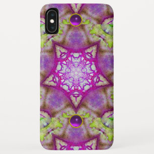抽象芸術紫グリーン明るい赤紫色星(宝石あり) iPhone XS MAXケース