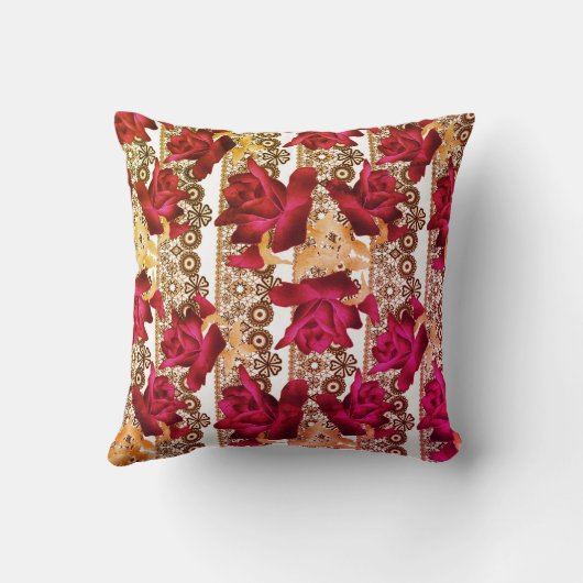 抽象芸術紫バラ花フローラレースヴィンテージ クッション (裏面)