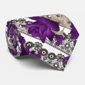 抽象芸術紫バラ花フローラレースヴィンテージ ネクタイ (ロール)