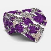 抽象芸術紫バラ花フローラレースヴィンテージ ネクタイ (ロール)