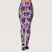 抽象芸術紫バラ花フローラレースヴィンテージ レギンス (裏面)
