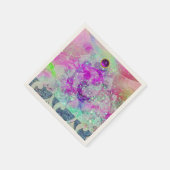 抽象芸術紫ピンクのティール(緑がかった色)ブルーの波紋 スタンダードカクテルナプキン (角)