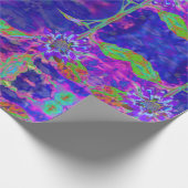 抽象芸術紫フローラ水色ひまわり ラッピングペーパー (角)