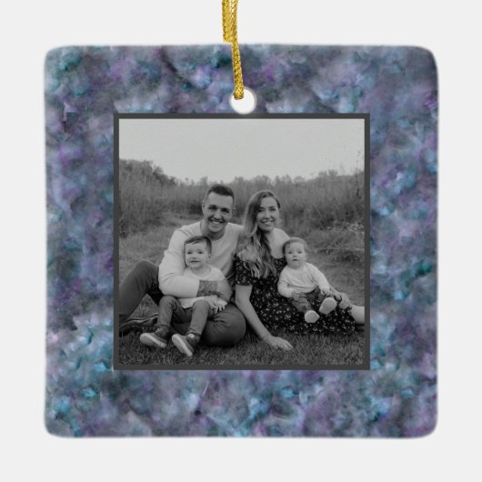 抽象芸術紫ブルーティール(緑がかった色)石英大理石花崗岩 セラミックオーナメント (正面)