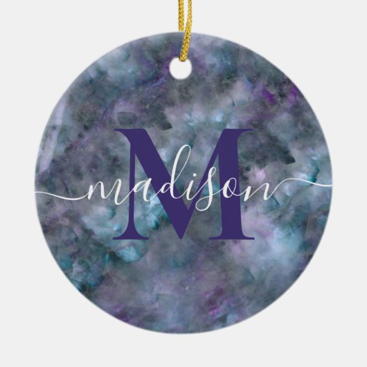 抽象芸術紫ブルーティール(緑がかった色)石英大理石花崗岩 セラミックオーナメント (正面)