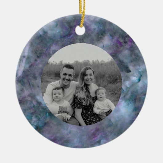 抽象芸術紫ブルーティール(緑がかった色)石英大理石花崗岩 セラミックオーナメント (正面)