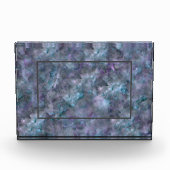 抽象芸術紫ブルーティール(緑がかった色)石英大理石花崗岩 フォトブロック (正面)