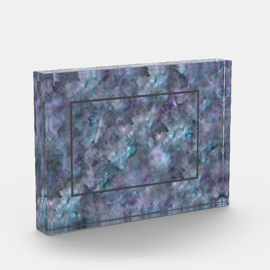 抽象芸術紫ブルーティール(緑がかった色)石英大理石花崗岩 フォトブロック (左)