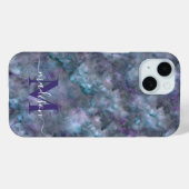 抽象芸術紫ブルーティール(緑がかった色)石英大理石花崗岩 Case-Mate iPhoneケース (裏面 (横))