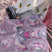 抽象芸術紫色のピンクのスパイラルフラクタル対称性 ビーチタオル