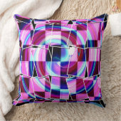 抽象芸術紫色のピンク色の正方形の幾何学的パターン クッション (ブランケット)