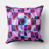 抽象芸術紫色のピンク色の正方形の幾何学的パターン クッション (裏面)