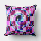 抽象芸術紫色のピンク色の正方形の幾何学的パターン クッション (正面)