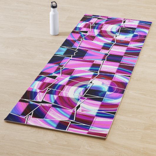 抽象芸術紫色のピンク色の正方形の幾何学的パターン ヨガマット (インサイチュ)