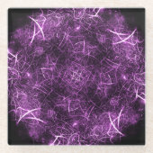 抽象芸術紫色のフラクタル_コユニークスター ガラスコースター (正面)
