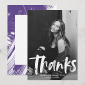 抽象芸術紫色のブラシストローク写真の卒業 サンキューカード (正面/裏面)