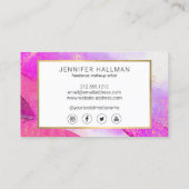 抽象芸術紫色の水の色と金ゴールドフェイクダスト 名刺 (裏面)