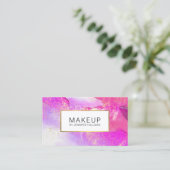 抽象芸術紫色の水の色と金ゴールドフェイクダスト 名刺 (スタンド正面)