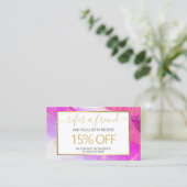 抽象芸術紫色の水色のフェイク金ゴールドダスト紹介 名刺 (スタンド正面)