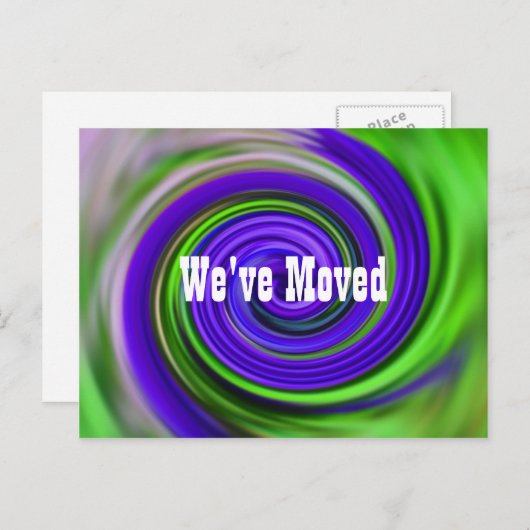 抽象芸術紫色の渦巻き旋回の新しいアドレス 案内ポストカード (正面/裏面)