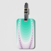 抽象芸術紫色の緑のグラデーションのフラクタル ラゲッジタグ (正面縦)