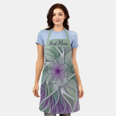 抽象芸術紫色の緑の花フラクタルアート最高のマム エプロン (着用した状態)