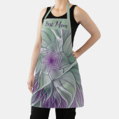 抽象芸術紫色の緑の花フラクタルアート最高のマム エプロン (インサイチュ)
