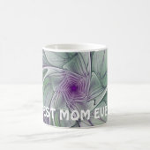 抽象芸術紫色の緑の花フラクタルアート最高のマム コーヒーマグカップ (中央)