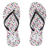 抽象芸術紫色の黄色い緑の幾何学的パターン ビーチサンダル (ソール)