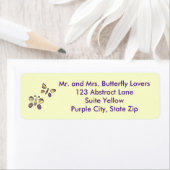 抽象芸術紫色の黄色い蝶住所 シール (インサイチュ)