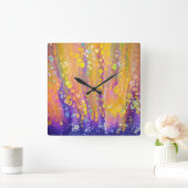 抽象芸術紫色 スクエア壁時計 (ホーム)